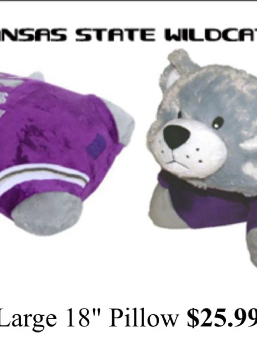 Kansas State Purple Plush Pillow Pet - Mascot Dog